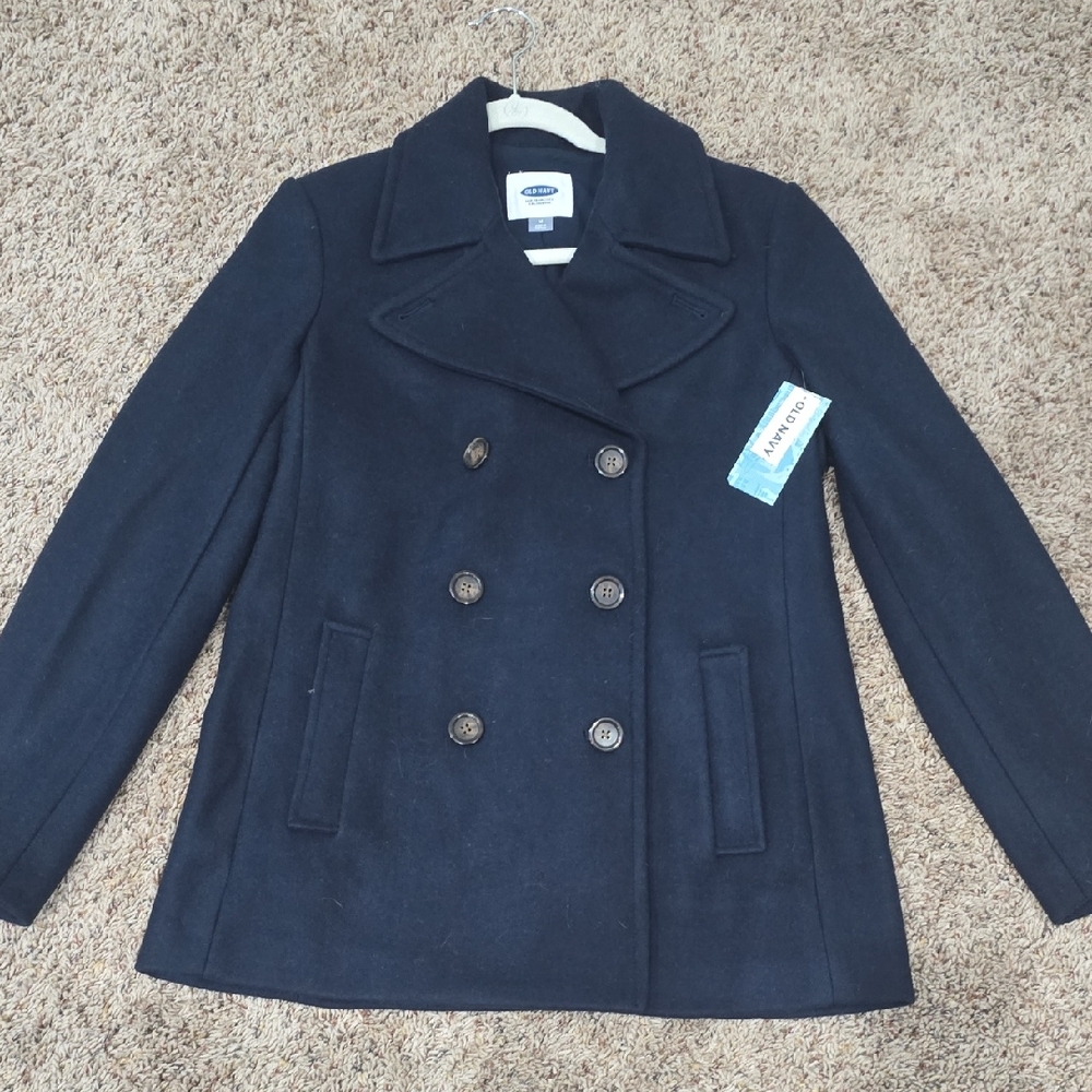 Old Navy Blue Peacoat Classic Double-Breasted Design